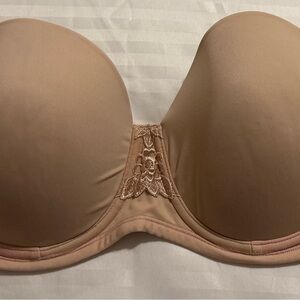 Vanity Fair Nude Strapless Bra with Lace Accent